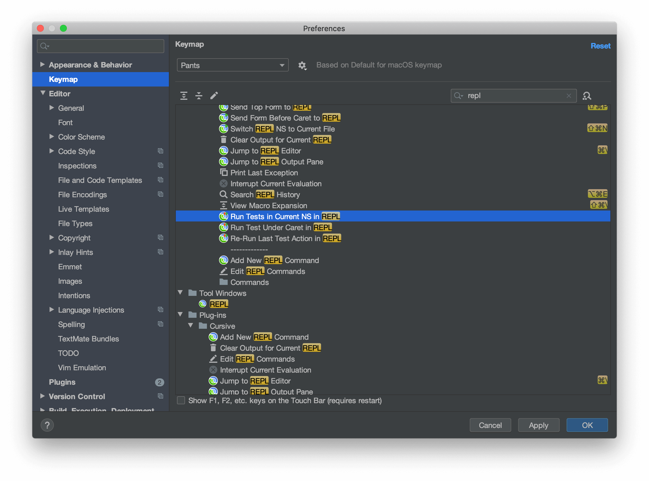 cursive-testing-keyboard-shortcuts